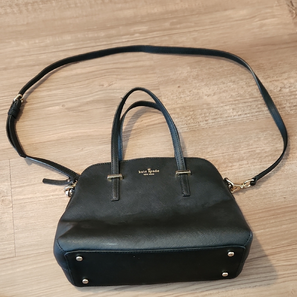 kate spade black satchel with gold hardware